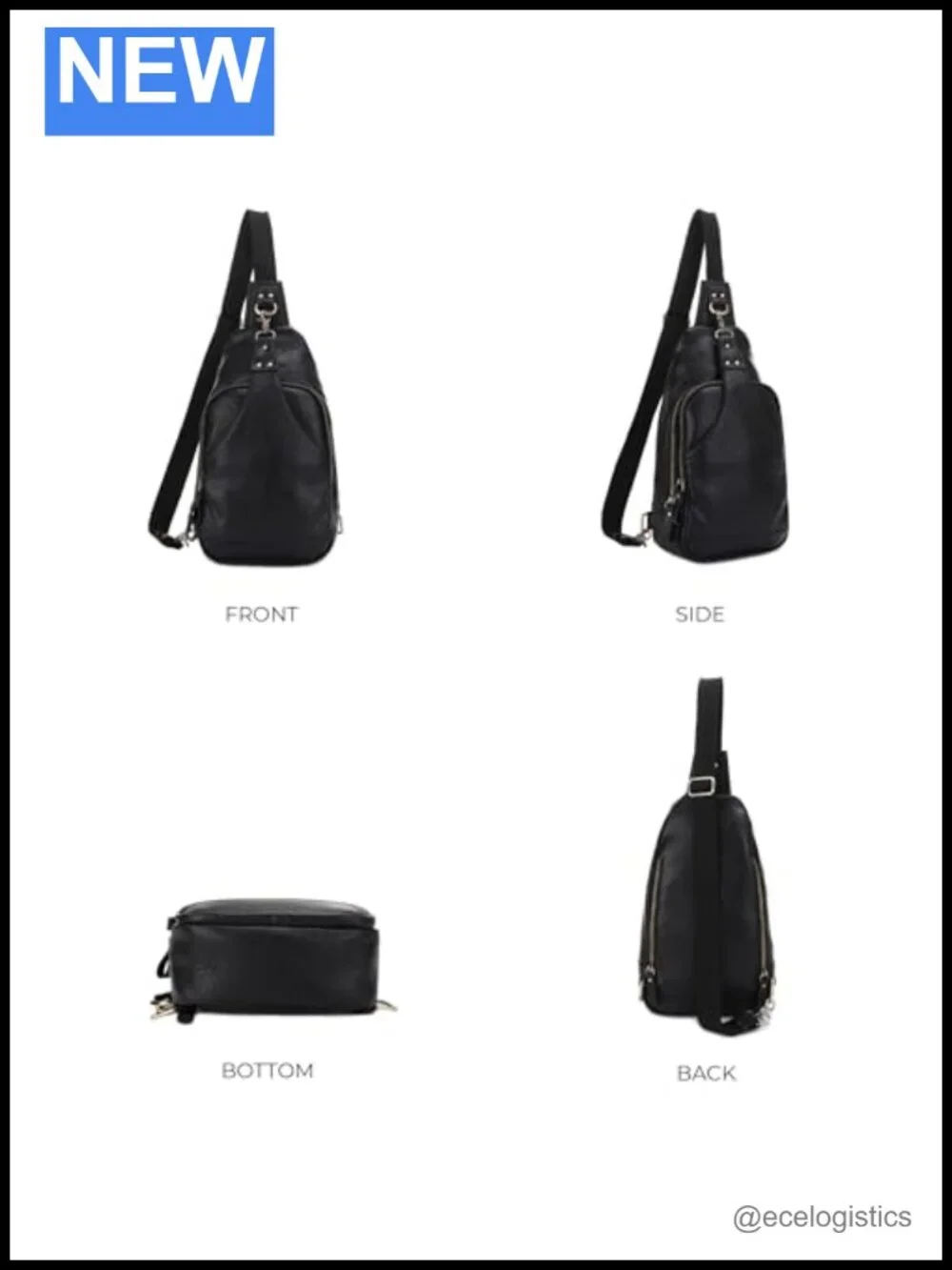 Unisex Sling Bag Crossbody Chest Bag PU Leather Vegan